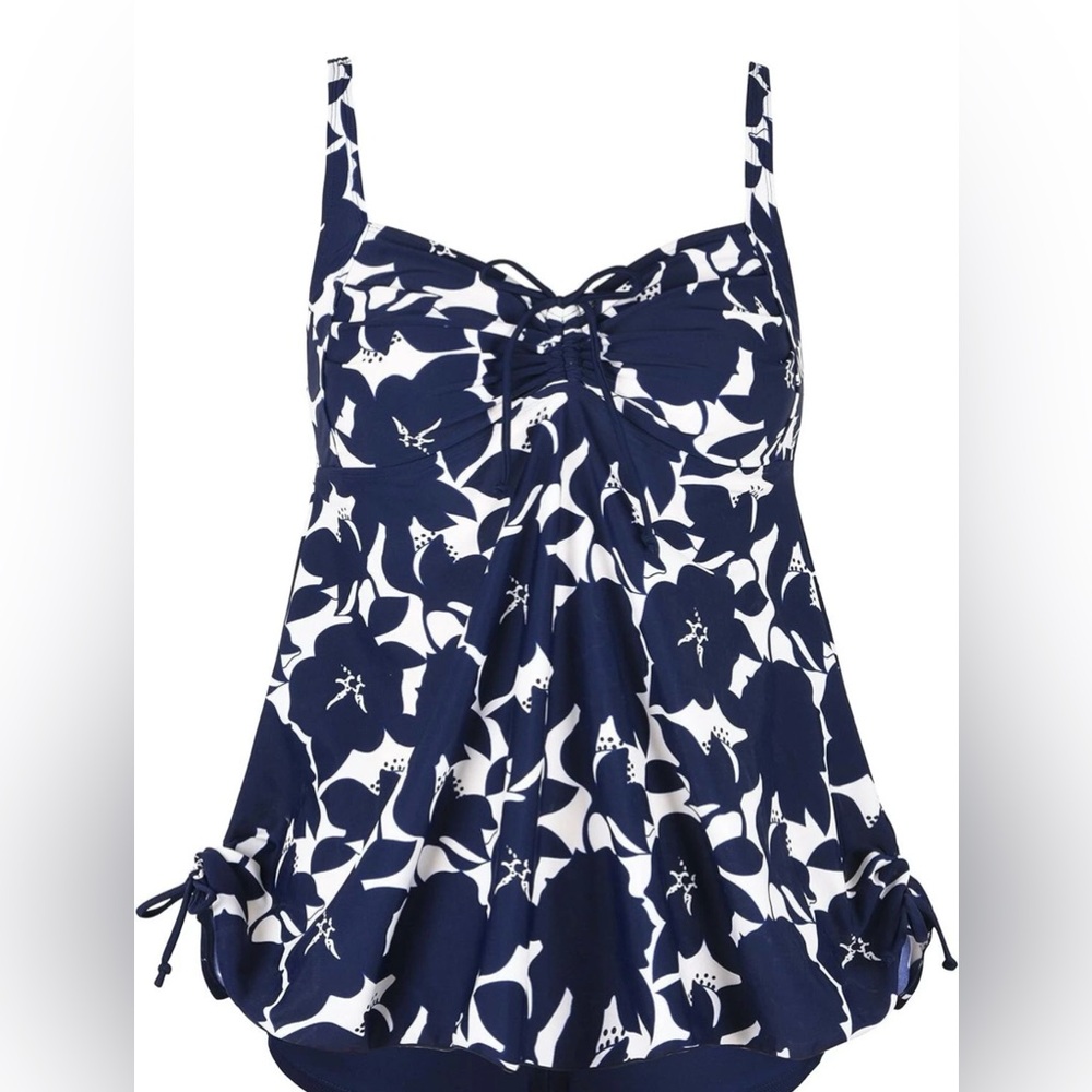 NWT Tankini Top Size 16‎ Floral Navy & White